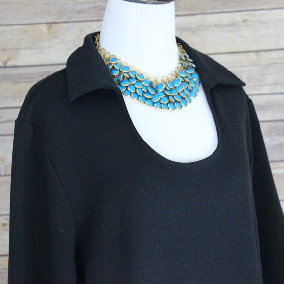 AVENUE Black 3/4 Sleeve Rounded-Neck Maxi Dress - Picture 4 of 8